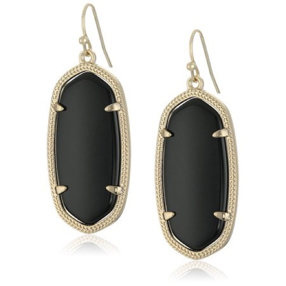 Kendra Scott Elle brass drop earrings in black - Picture 5 of 6